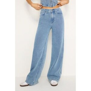 GOOD AMERICAN Womens Jeanuis Good Skate Sweatpant Size 8/29 Light Wash Blue Jean